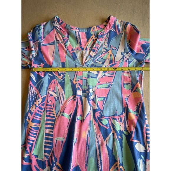 Lilly‎ Pulitzer Out To Sea Pink Blue Sailboat 3/4 Sleeve Dress Size XS - Picture 8 of 12